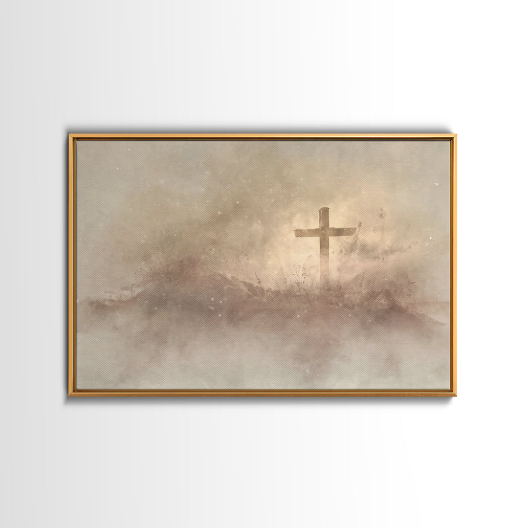 Cross Of Stillness – Framed Canvas Print – Christian Wall Art – Christian Art Canvas – Subtle Christian Art – Christian Gift