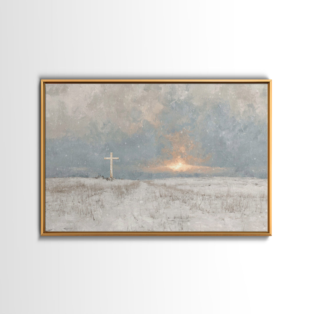 Winter Grace Rising | Framed Canvas Print | Christian Wall Art | Christian Art Canvas | Christian Christmas Art | Christian Decor