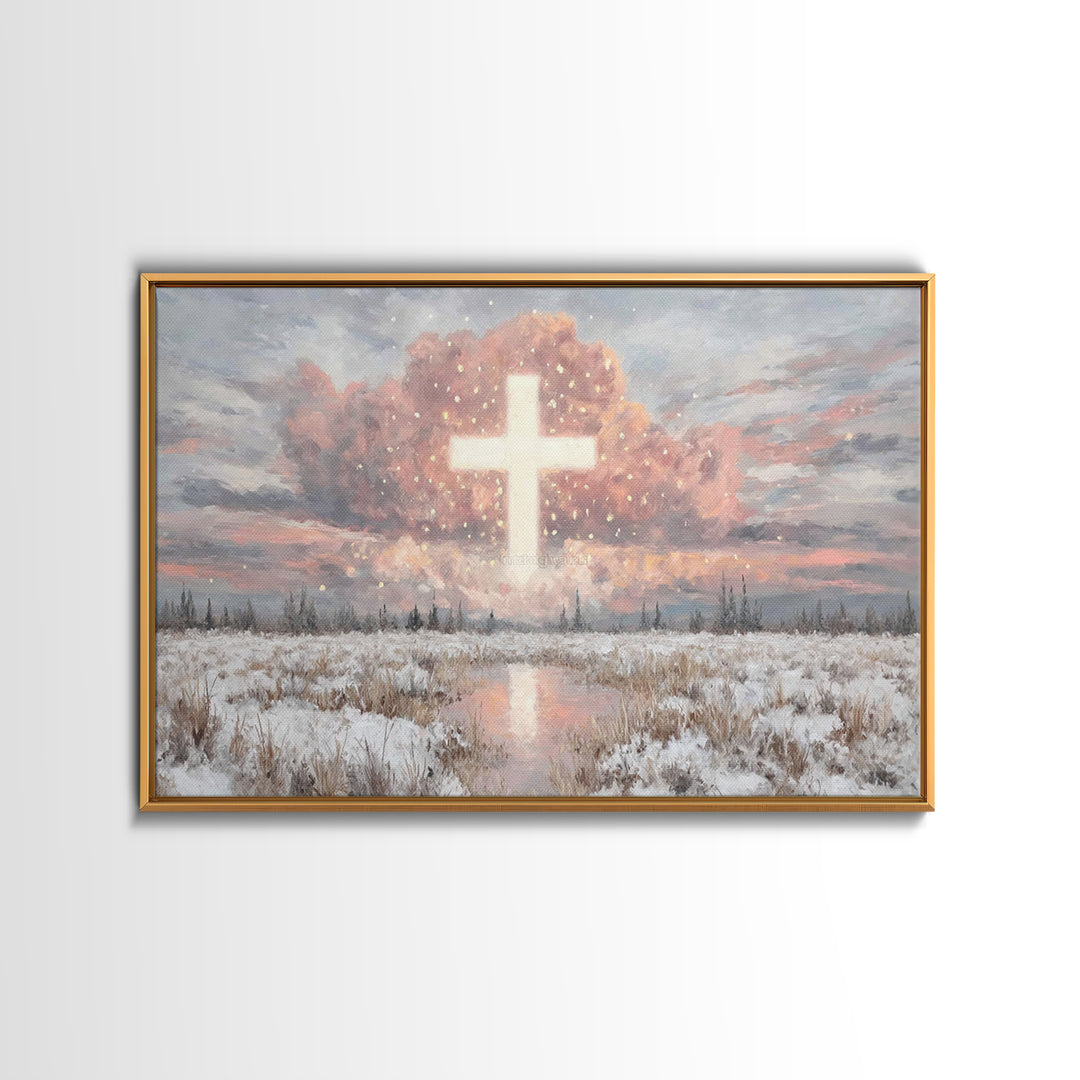 Radiant Glory Sky, Framed Canvas Print, Christian Wall Art, Christian Art Canvas, Christian Christmas Art, Christian Gift Ideas