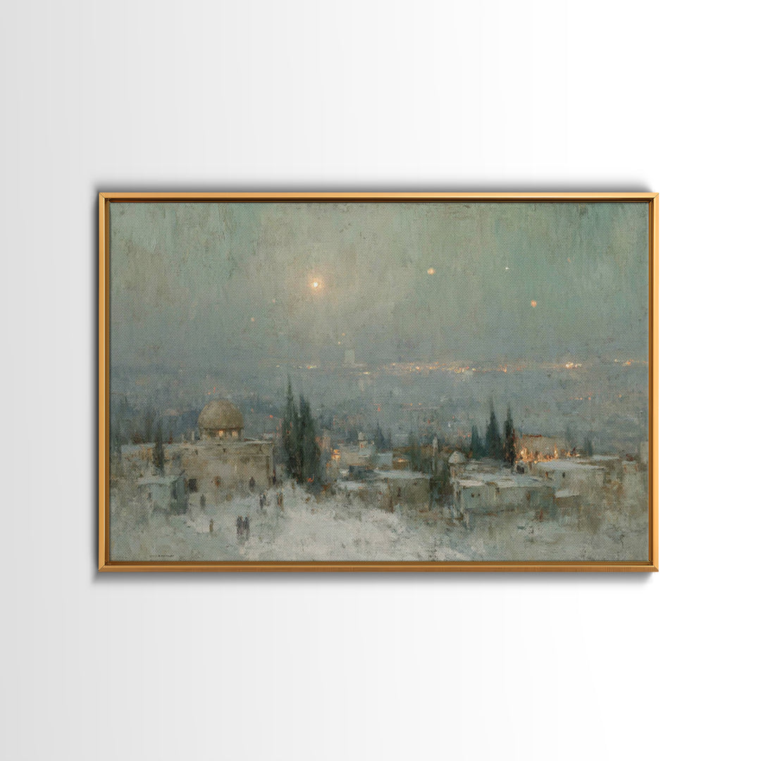 Holy Night Peace – Framed Canvas Print – Christian Christmas Art – Christian Art Canvas – Vintage Christian Art – Christmas Wall Art – Chri