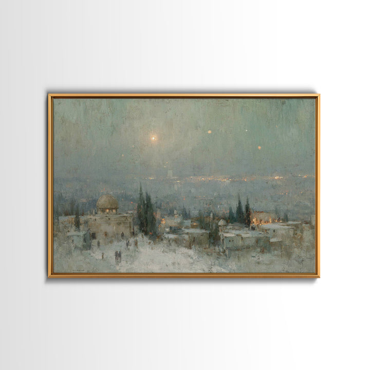 Holy Night Peace – Framed Canvas Print – Christian Christmas Art – Christian Art Canvas – Vintage Christian Art – Christmas Wall Art – Chri