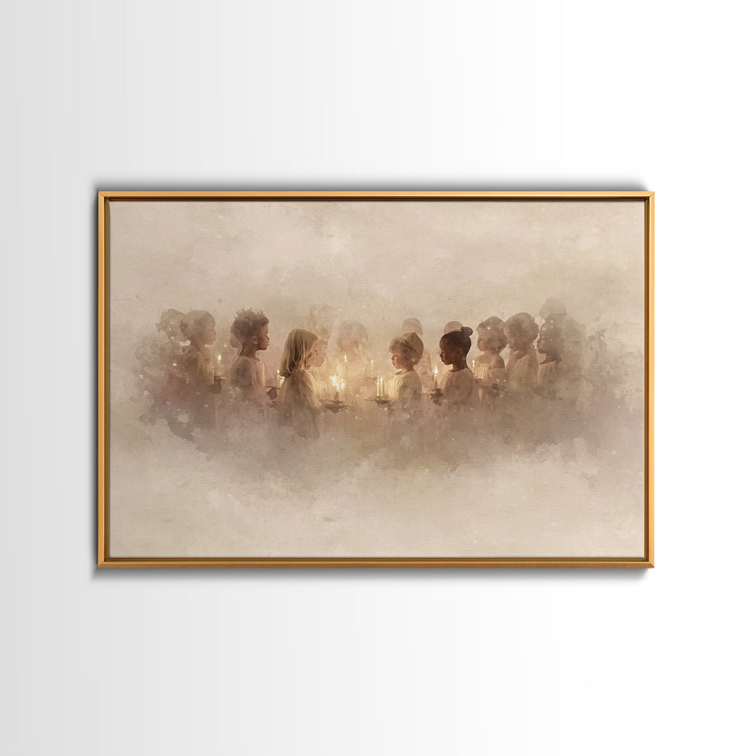 The Candle Choir – Framed Canvas Print – Christian Wall Art – Christmas Art – Christian Decor – Christian Art Canvas – Christian Christmas