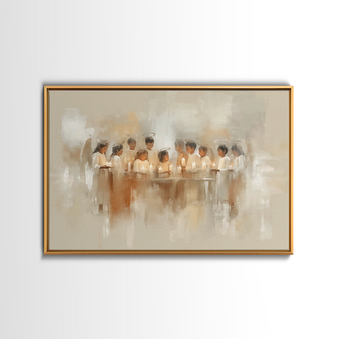 Heavenly Lantern Circle – Framed Canvas Print – Christian Art – Christian Wall Art – Christmas Art – Christian Art Canvas – Christian Decor