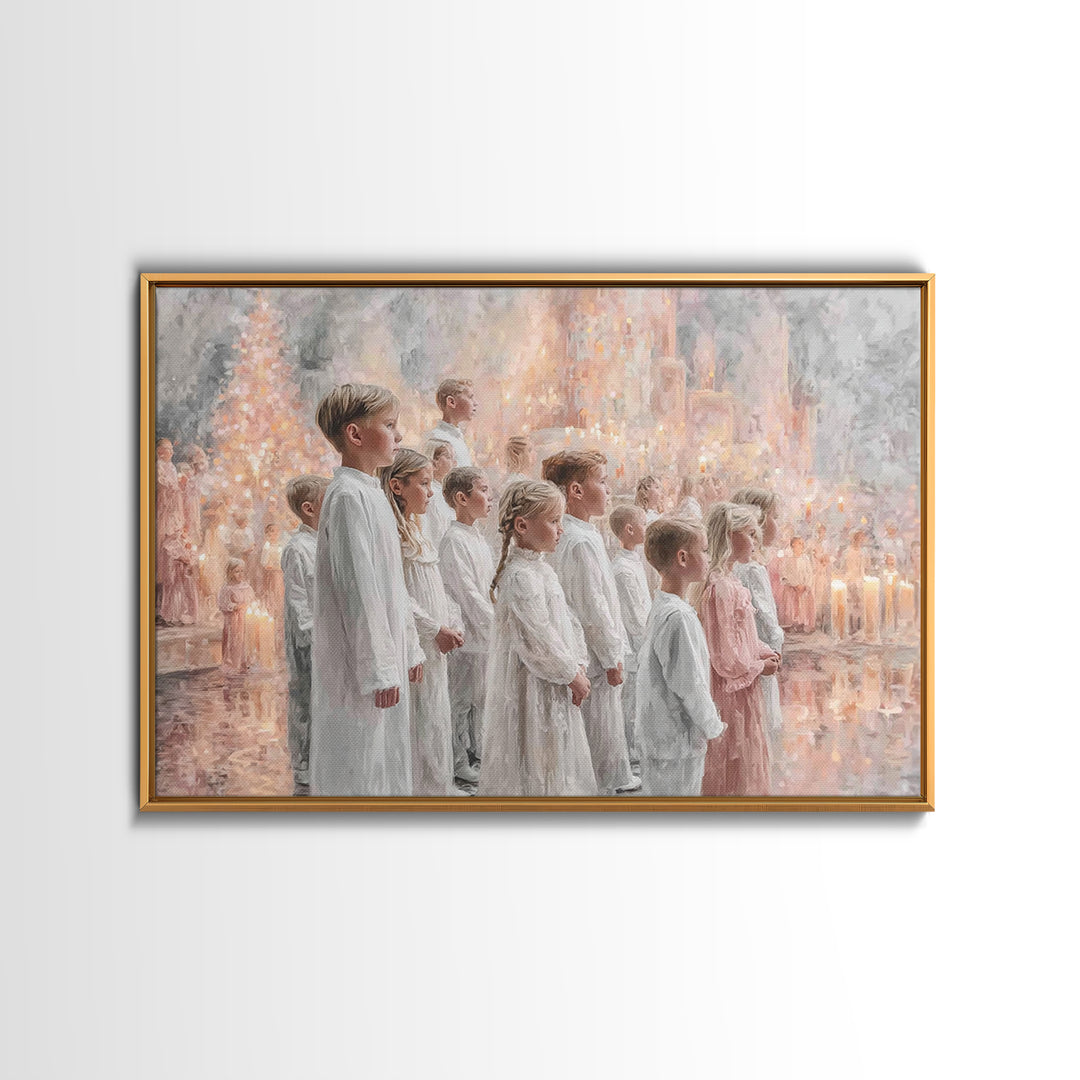 Radiant Carol Procession – Framed Canvas Print – Christmas Art – Christian Art Canvas – Christian Wall Art – Christian Christmas – Christia