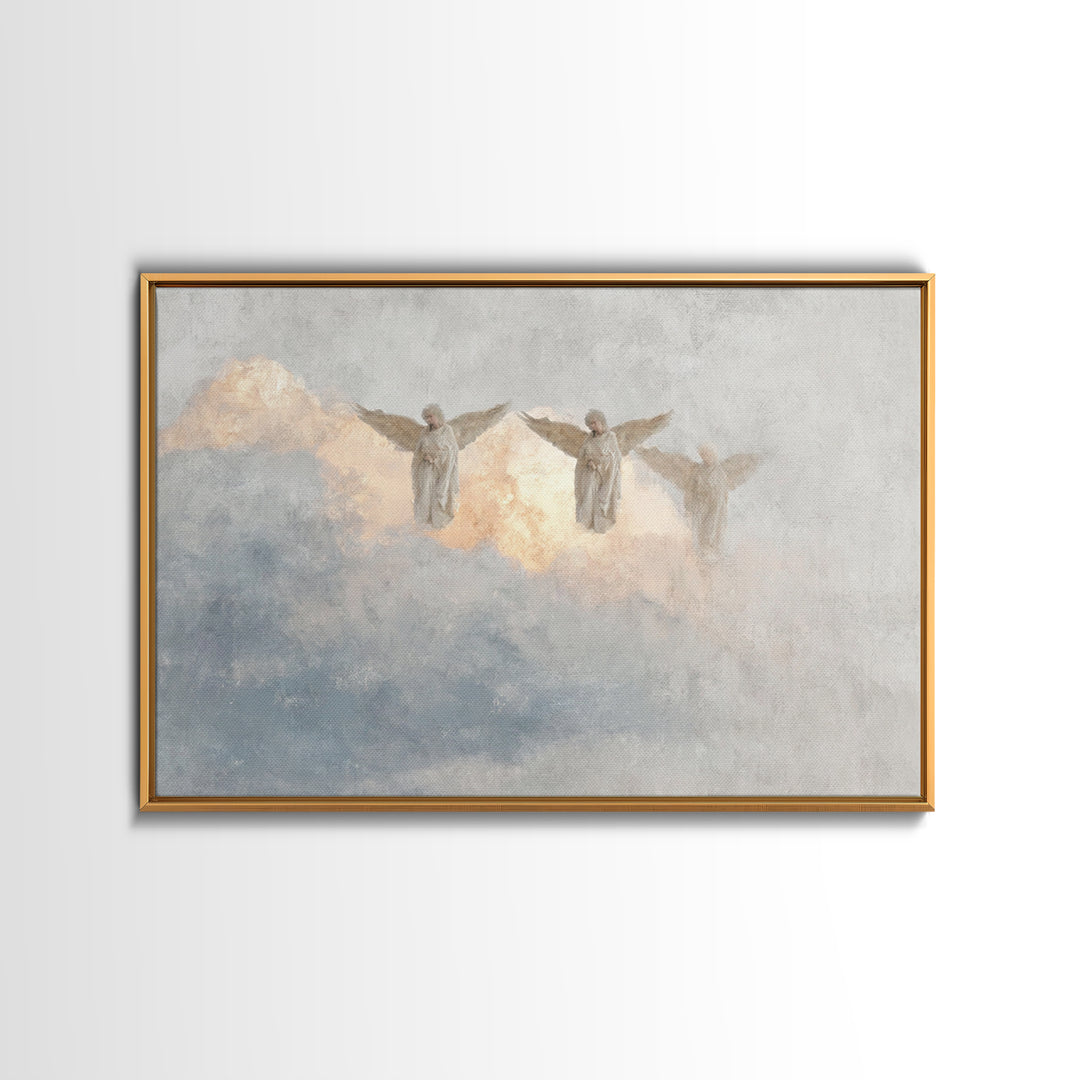 Cloudborne Guardians – Framed Canvas Print – Christian Art – Christian Christmas Art – Christian Wall Art – Christian Art Canvas – Christia