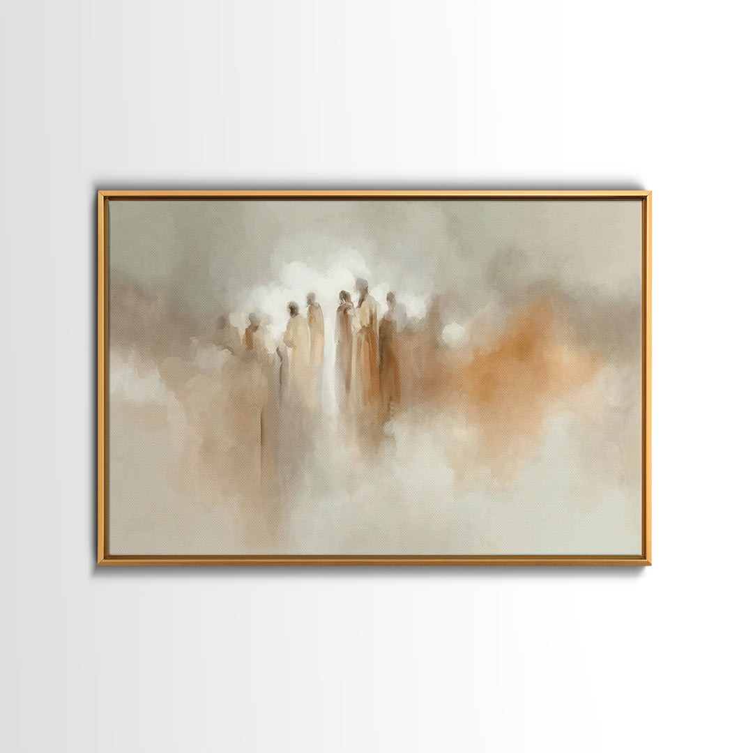Angelic Gathering, Framed Canvas Print, Christian Art Print, Christian Wall Art, Christian Art Canvas, Moody Christian Art, Christmas Art W