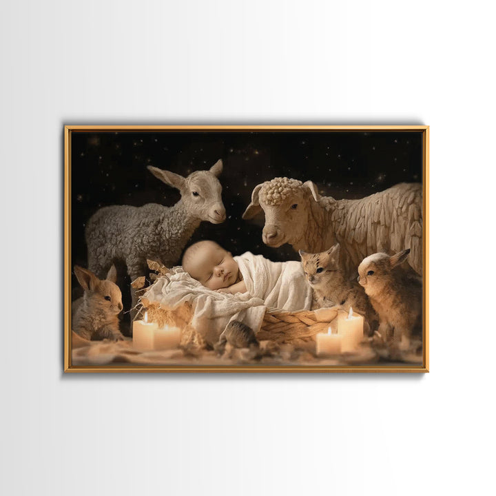 Quiet Bethlehem Night | Framed Canvas Print | Christian Art Canvas | Christian Wall Art | Christian Christmas Art | Christmas Art Work