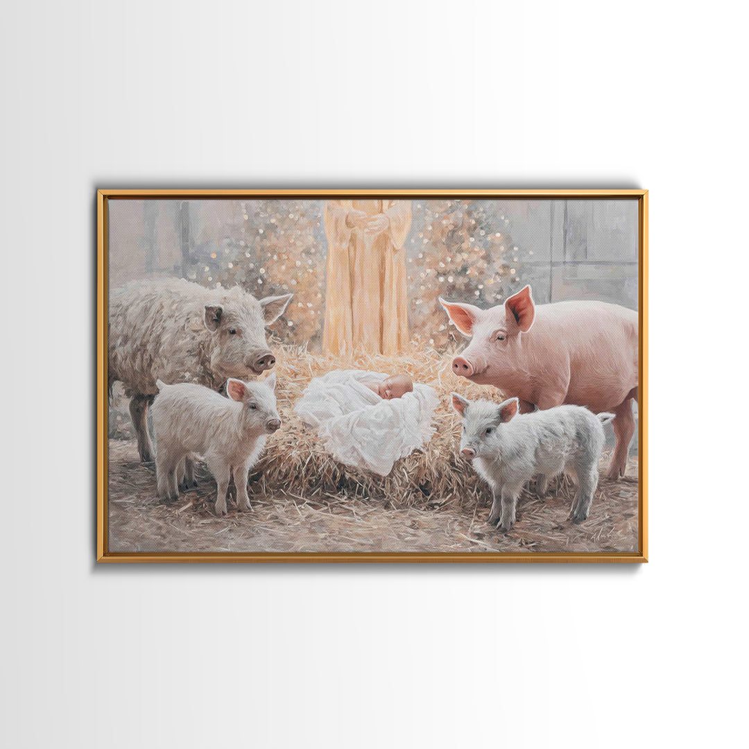 Holy Cradle Light, Framed Canvas Print, Christian Christmas Art, Christian Wall Art, Christian Art Canvas, Framed Christmas Art