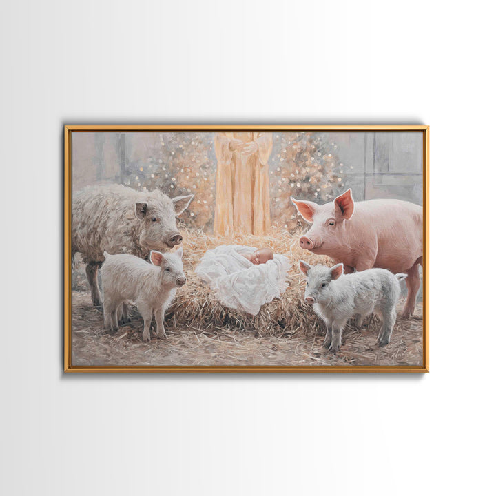 Holy Cradle Light, Framed Canvas Print, Christian Christmas Art, Christian Wall Art, Christian Art Canvas, Framed Christmas Art
