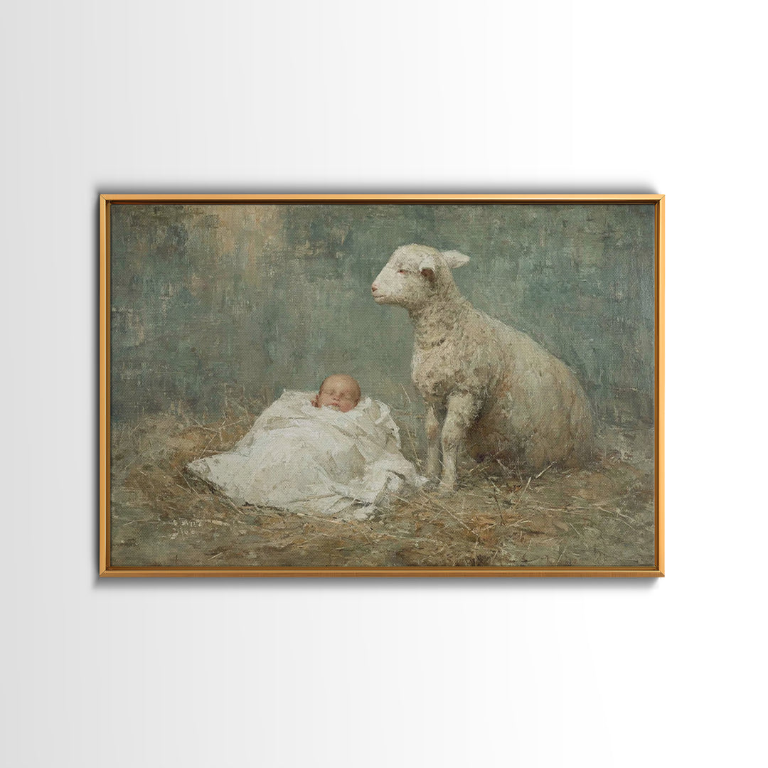 Lamb Of Dawn | Framed Canvas Print | Christian Wall Art | Christian Art Canvas | Subtle Christian Art | Christian Christmas Art