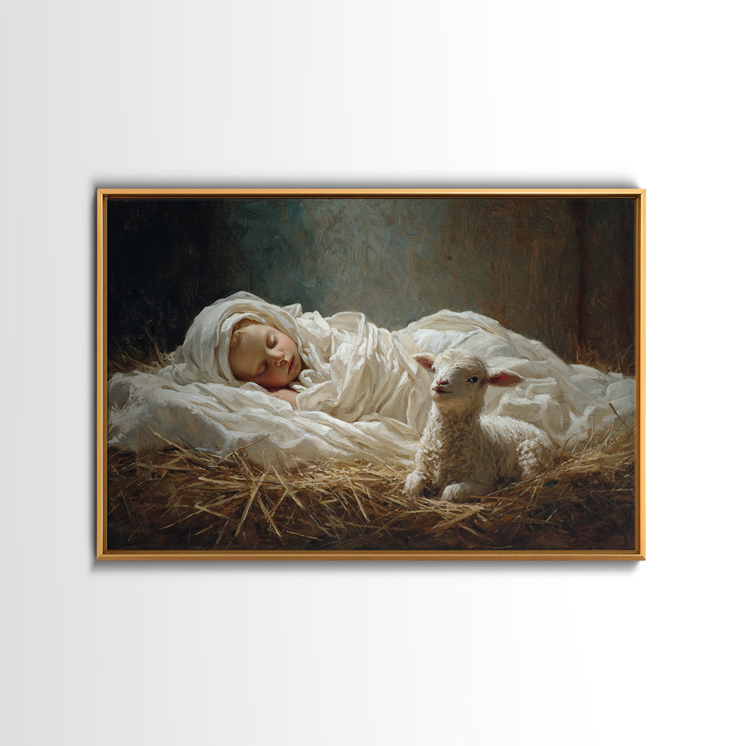 Holy Manger Peace – Framed Canvas Print – Christian Wall Art – Christmas Art – Christian Art Canvas – Jesus Painting