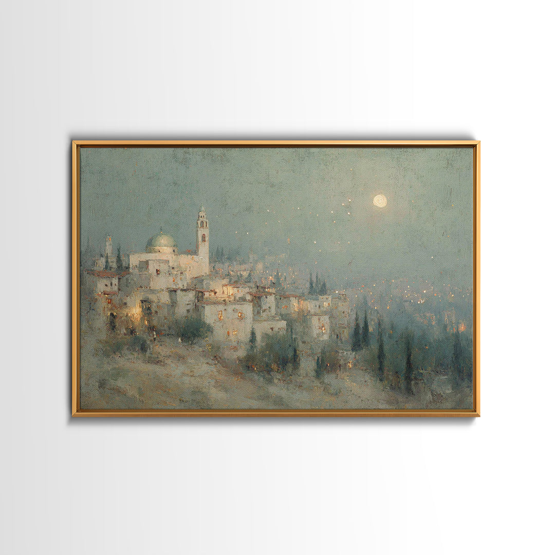 Holy Night Haze | Framed Canvas Print | Christian Christmas Art | Christian Art Canvas | Christmas Wall Art | Christian Art