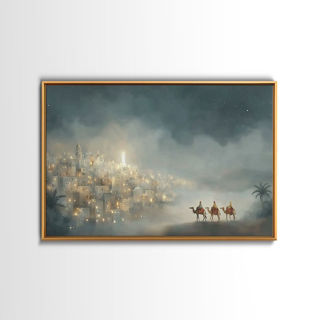 Guided By The Light – Framed Canvas Print – Christian Art Canvas – Christmas Art – Christian Wall Art – Christian Christmas Art