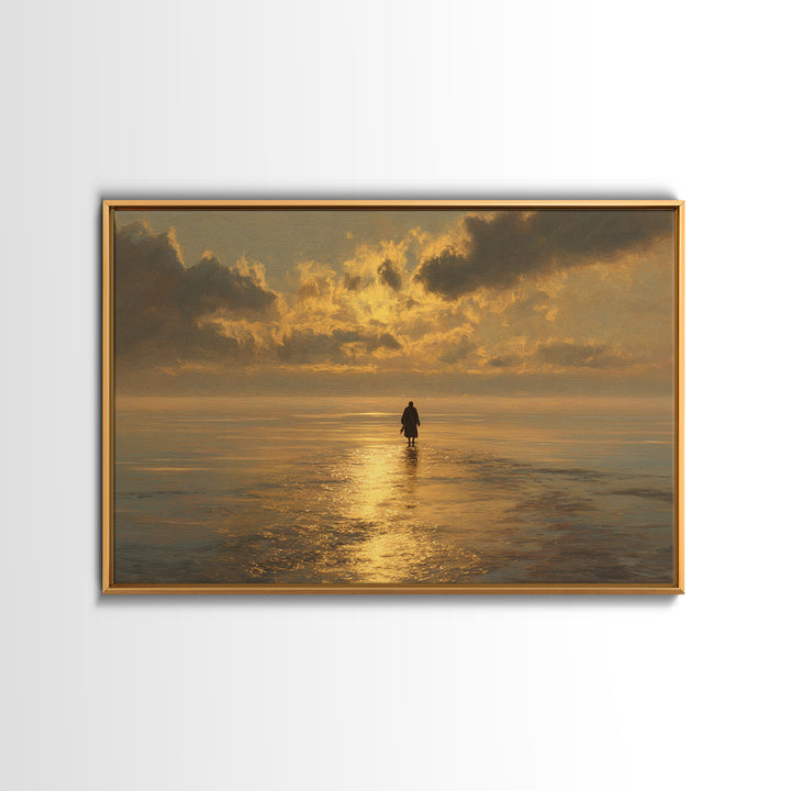 Heavenly Shore – Framed Canvas Print – Jesus Painting – Christian Art Canvas – Christian Wall Art – Christmas Art – Christian Decor