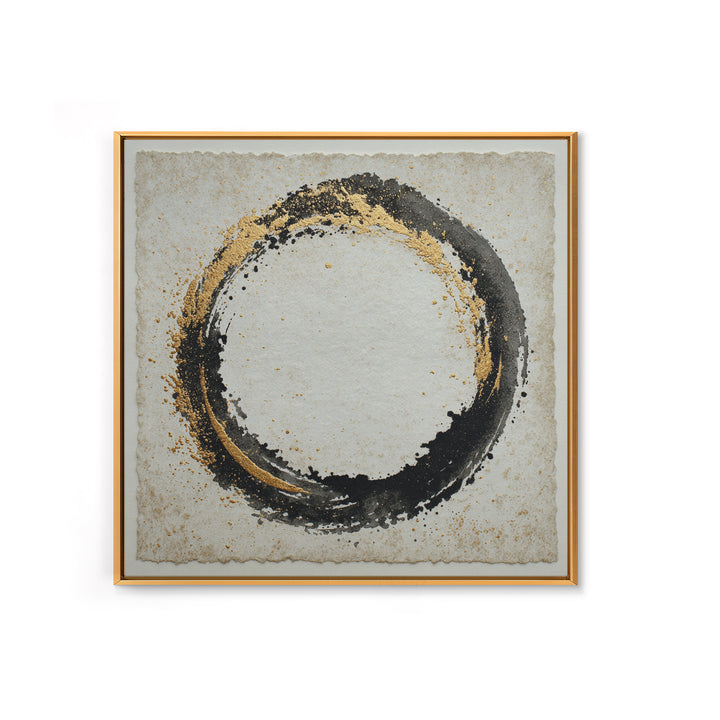 Japanese Brush Mark Circle Framed Canvas Print, Calligraphy Art, Spiritual Wall Art, Living Room Decor, Fine Art, Script, CAL-1x1-100