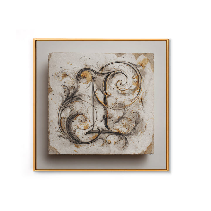 Baroque Scrollwork Made from Looping Pen Strokes Framed Canvas Print, Calligraphy Art, Wall Decor, Living Room Decor, Script, CAL-1x1-12