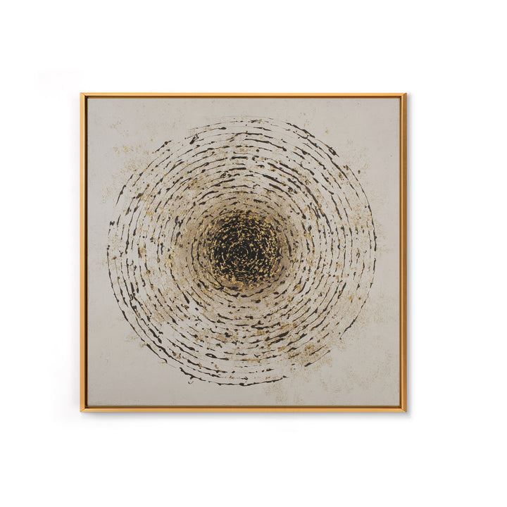 Gold Leaf Calligraphic Spiral on Plaster Surface Canvas Print, Calligraphy Art, Modern Art, Living Room Decor, Fine Art, Script, CAL-1x1-14