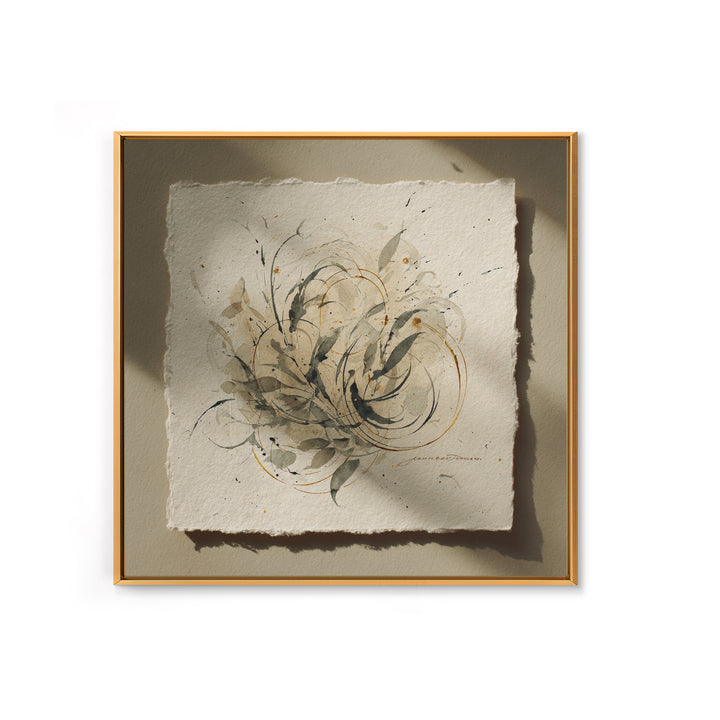 Botanical Calligraphy Pattern Canvas Print, Calligraphy Art, Living Room Wall Art, Living Room Decor, Fine Art, Script, CAL-1x1-22