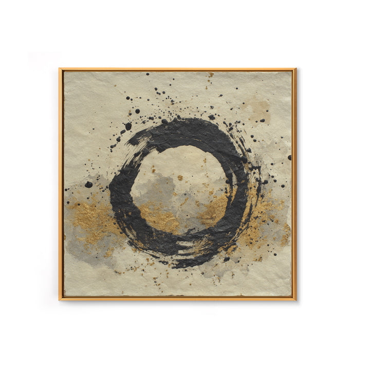 Japanese Brush Mark Circle Framed Canvas Print, Calligraphy Art, Print, Living Room Decor, Fine Art, Script, Custom Art, CAL-1x1-28