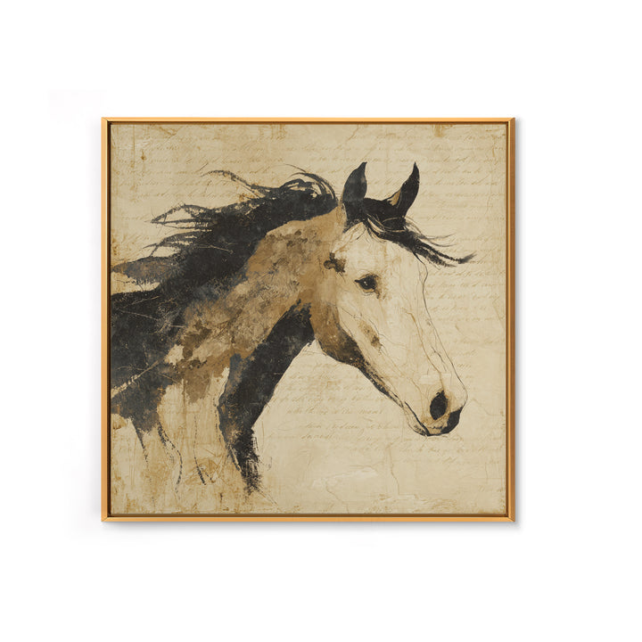 Calligraphic Horse Silhouette Made from One Line Canvas Print, Calligraphy Art, Gallery Decor, Living Room Decor, Script, CAL-1x1-41