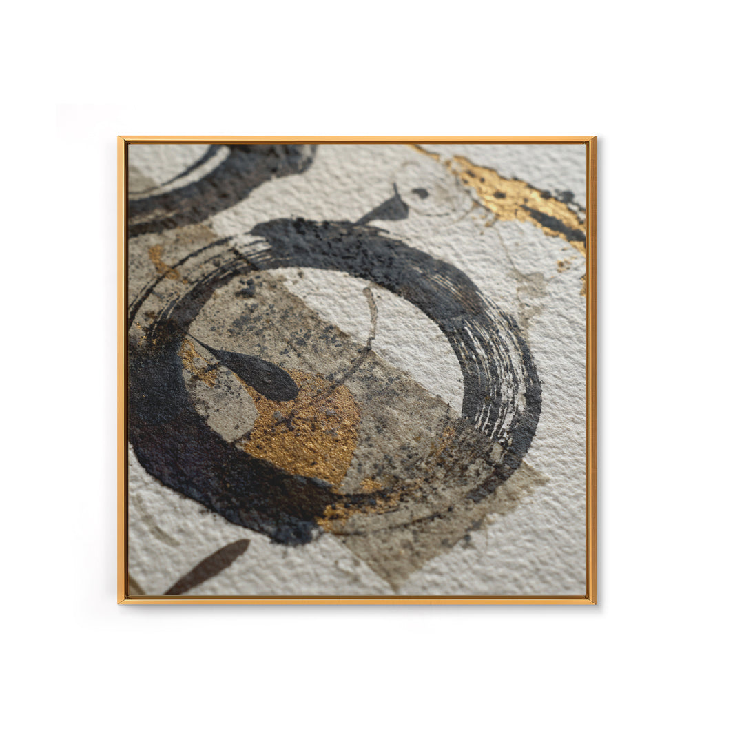 Japanese Brush Mark Circle Framed Canvas Print, Calligraphy Art, Bedroom Wall Decor, Living Room Decor, Fine Art, Script, CAL-1x1-52