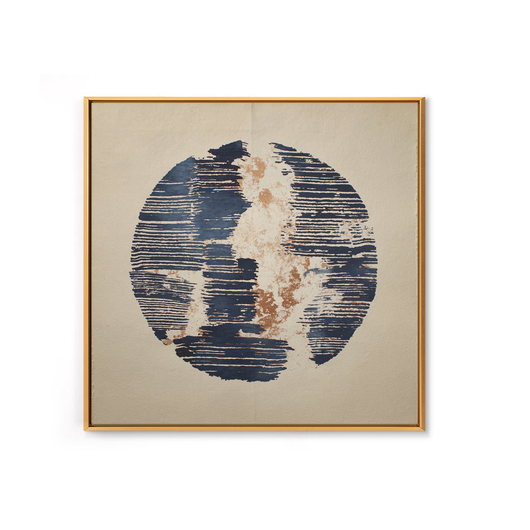 Layered Copper Ink Strokes on Dark Navy Canvas Print, Calligraphy Art, Digital Download Art, Living Room Decor, Script, CAL-1x1-54