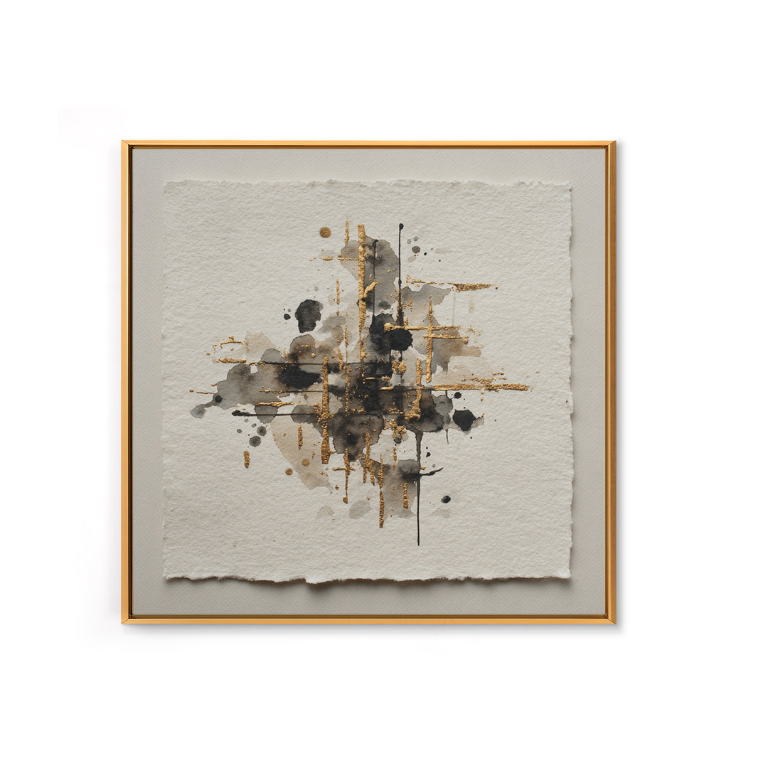 Ink Splatter and Long Brushstroke Composition Canvas Print, Calligraphy Art, Living Room Wall Art, Living Room Decor, Script, CAL-1x1-64