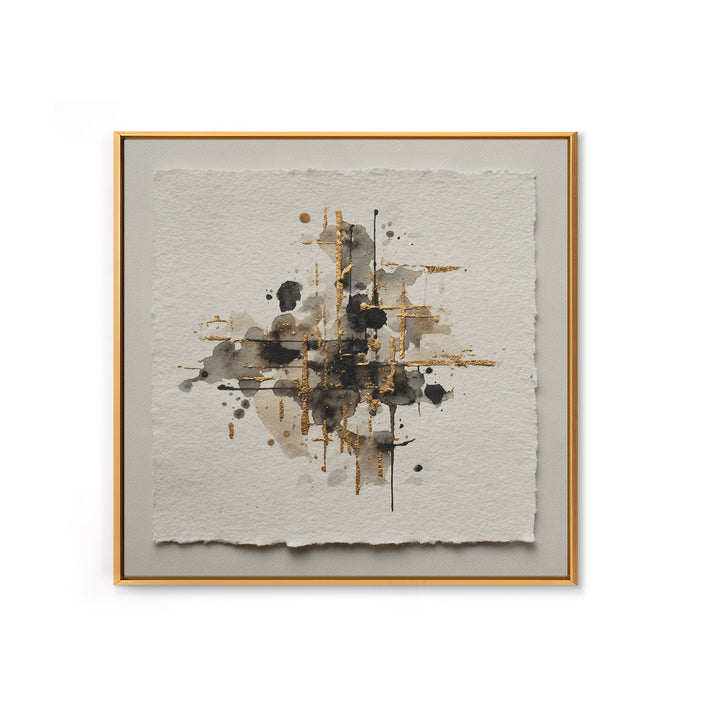 Ink Splatter and Long Brushstroke Composition Canvas Print, Calligraphy Art, Living Room Wall Art, Living Room Decor, Script, CAL-1x1-64