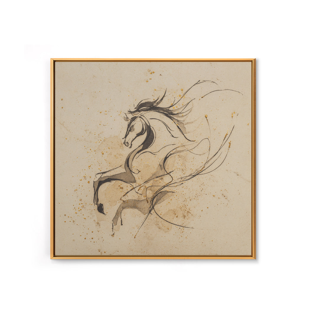 Calligraphic Horse Silhouette Made from One Line Canvas Print, Calligraphy Art, Gallery Decor, Living Room Decor, Script, CAL-1x1-65
