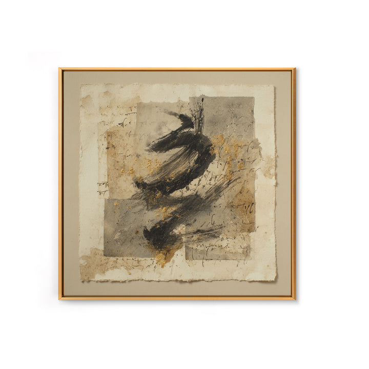 Abstract Prayer Flag of Brush Marks Framed Canvas Print, Calligraphy Art, Japanese Decor, Living Room Decor, Fine Art, Script, CAL-1x1-71
