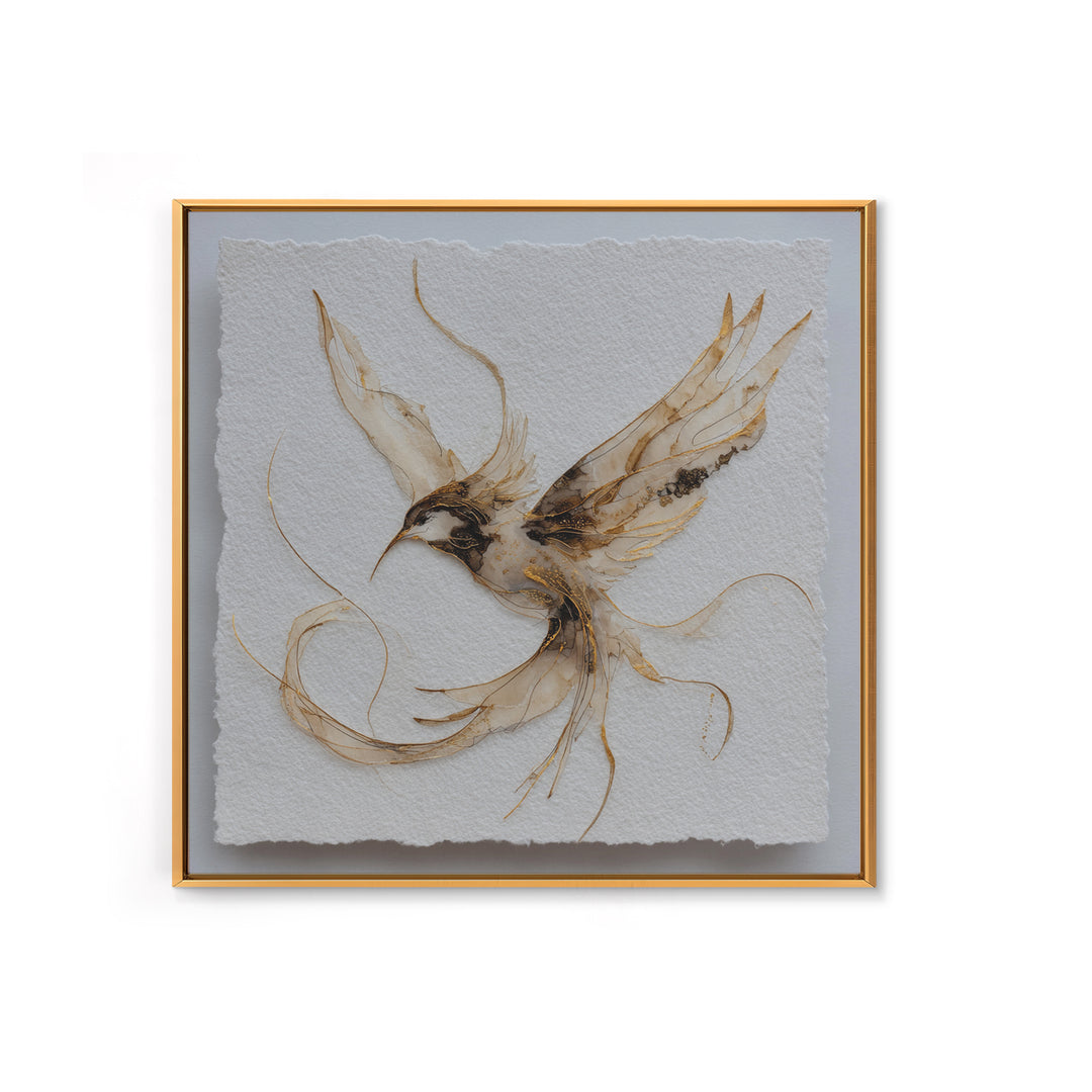 Calligraphic Bird Shape Formed from Flowing Lines Framed Canvas Print, Calligraphy Art, Printable, Living Room Decor, Script, CAL-1x1-8