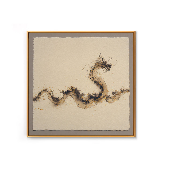 Ink Wash Dragon Curve Canvas Print, Calligraphy Art, Textured Painting, Living Room Decor, Fine Art, Script, Printable Wall Art, CAL-1x1-81