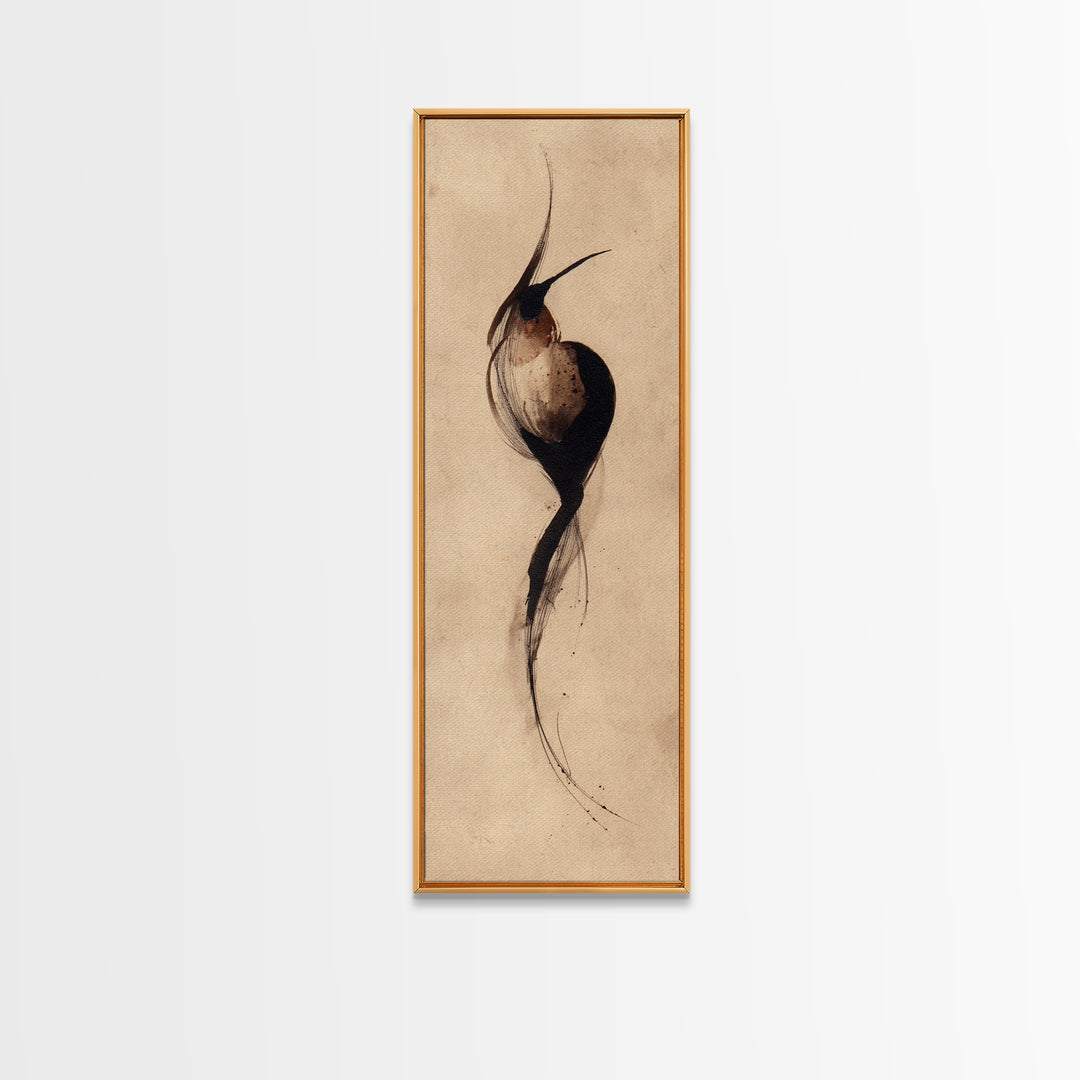 Calligraphic Bird Shape Formed from Flowing Lines Canvas Print, Calligraphy Art, Luxury Decor, Living Room Decor, Script, CAL-1x3-20