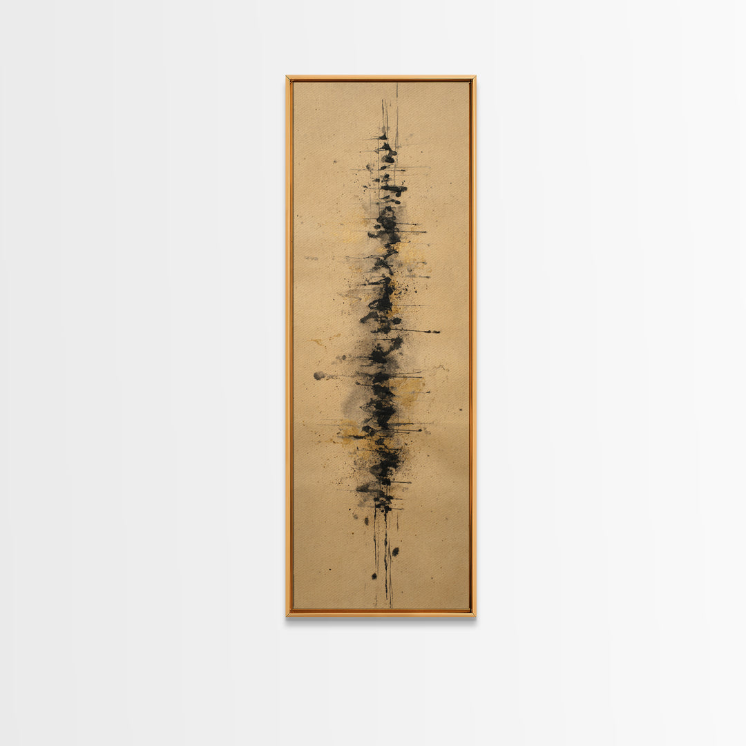 Ink Splatter and Long Brushstroke Composition Canvas Print, Calligraphy Art, Room Decor, Living Room Decor, Fine Art, Script, CAL-1x3-28