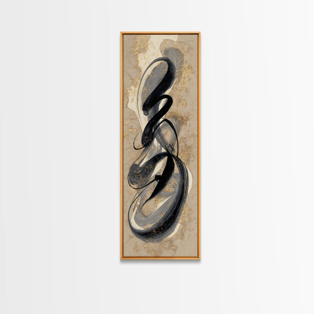 Ornamental Frame of Flourished Pen Curves Framed Canvas Print, Calligraphy Art, Scripture Art, Living Room Decor, Script, CAL-1x3-30