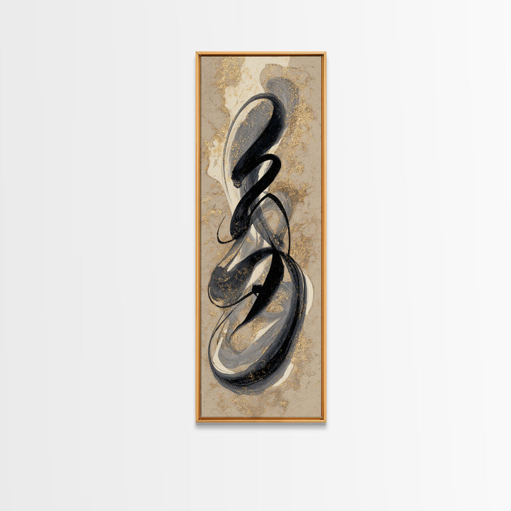 Ornamental Frame of Flourished Pen Curves Framed Canvas Print, Calligraphy Art, Scripture Art, Living Room Decor, Script, CAL-1x3-30
