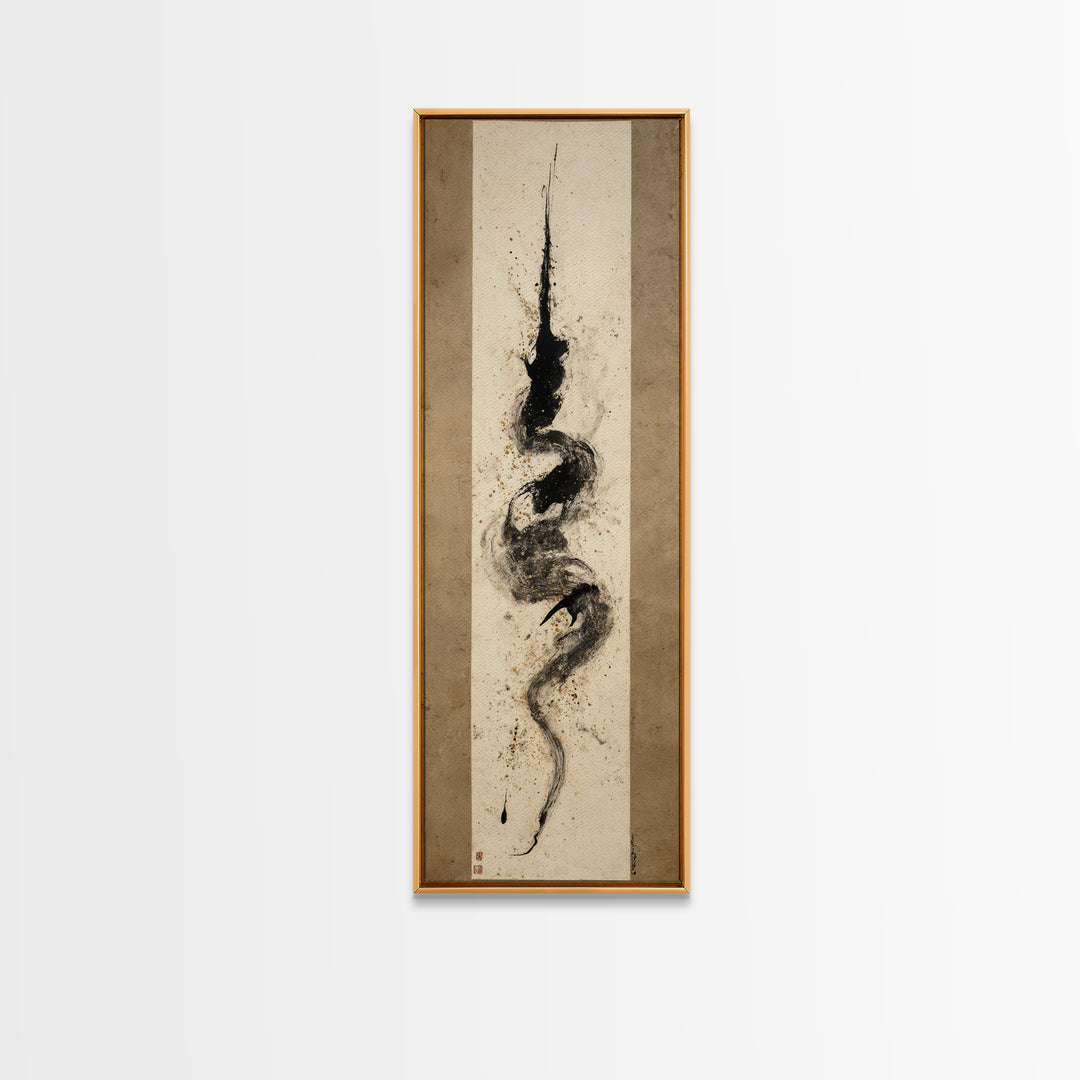 Calligraphic Bird Shape Formed from Flowing Lines Canvas Print, Calligraphy Art, Contemporary Art, Living Room Decor, Script, CAL-1x3-44