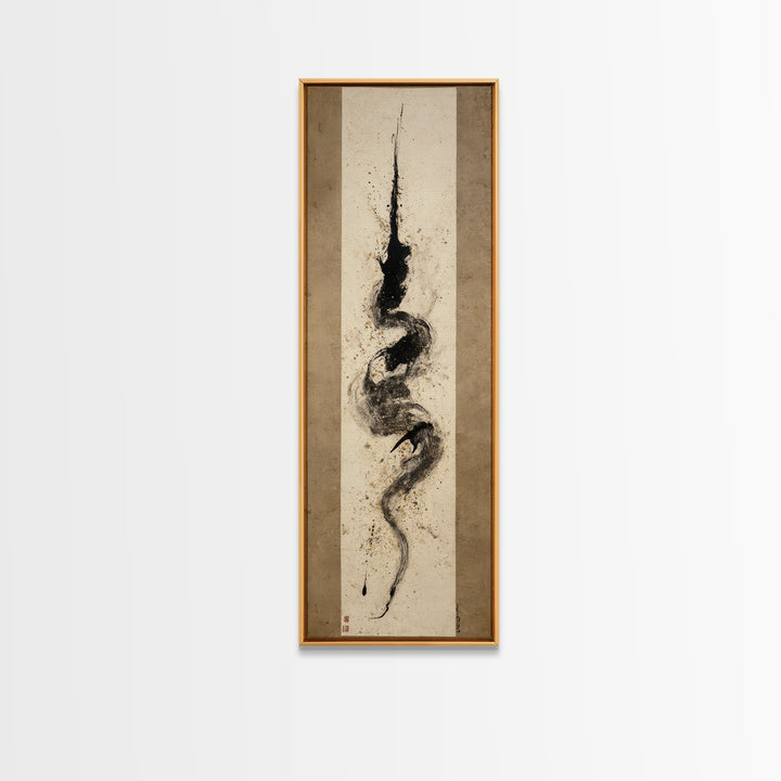 Calligraphic Bird Shape Formed from Flowing Lines Canvas Print, Calligraphy Art, Contemporary Art, Living Room Decor, Script, CAL-1x3-44