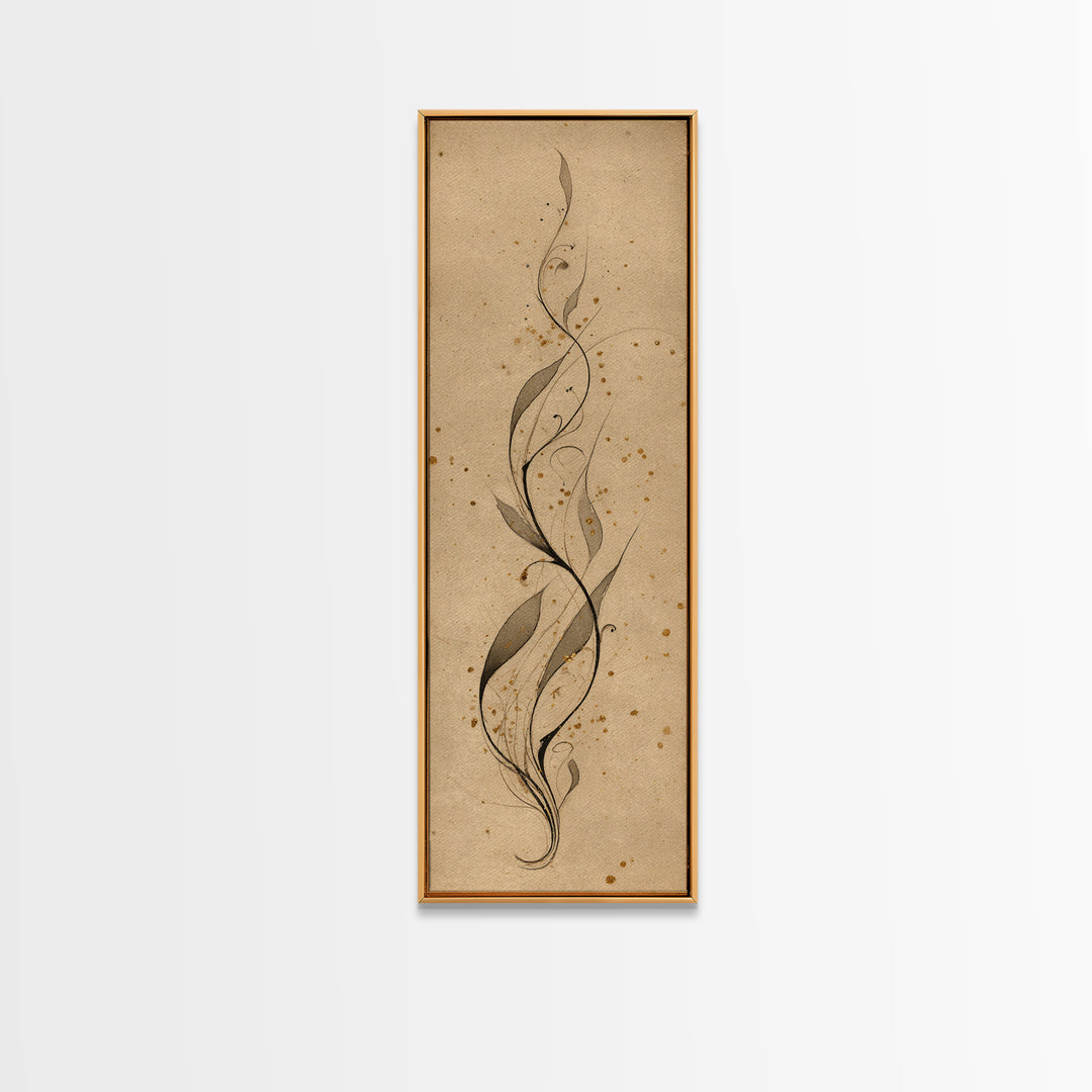 Floral Vine Created from Graceful Script Like Canvas Print, Calligraphy Art, Printable Wall Art, Living Room Decor, Script, CAL-1x3-47