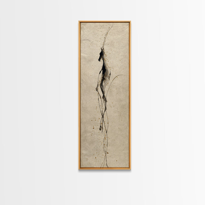 Calligraphic Horse Silhouette Made from One Line Framed Canvas Print, Calligraphy Art, Modern Decor, Living Room Decor, Script, CAL-1x3-53