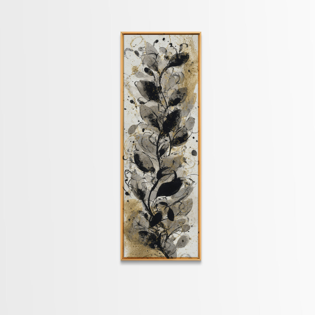 Botanical Calligraphy Pattern Framed Canvas Print, Calligraphy Art, Digital Download Art, Living Room Decor, Fine Art, Script, CAL-1x3-58