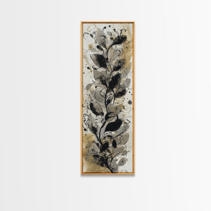 Botanical Calligraphy Pattern Framed Canvas Print, Calligraphy Art, Digital Download Art, Living Room Decor, Fine Art, Script, CAL-1x3-58
