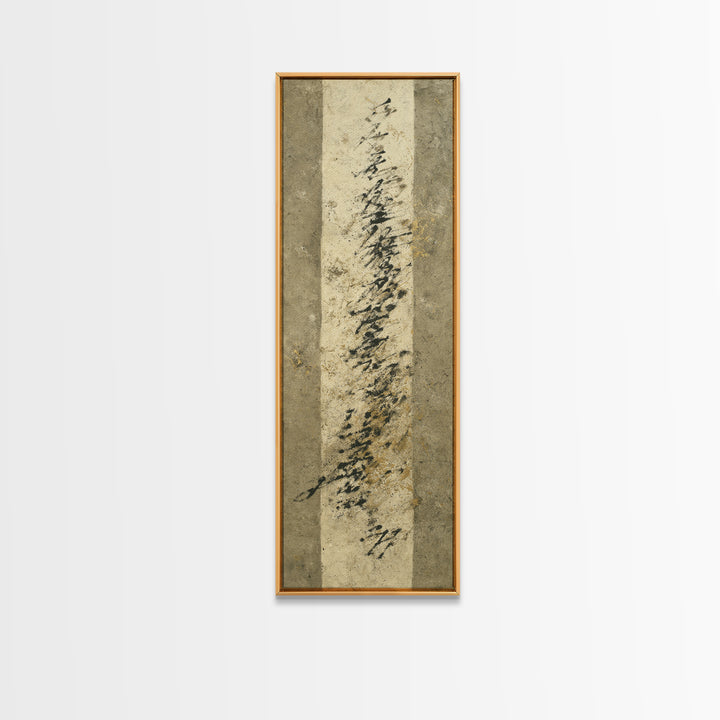 Abstract Prayer Flag of Brush Marks Canvas Print, Calligraphy Art, Printable Art, Living Room Decor, Fine Art, Script, CAL-1x3-59