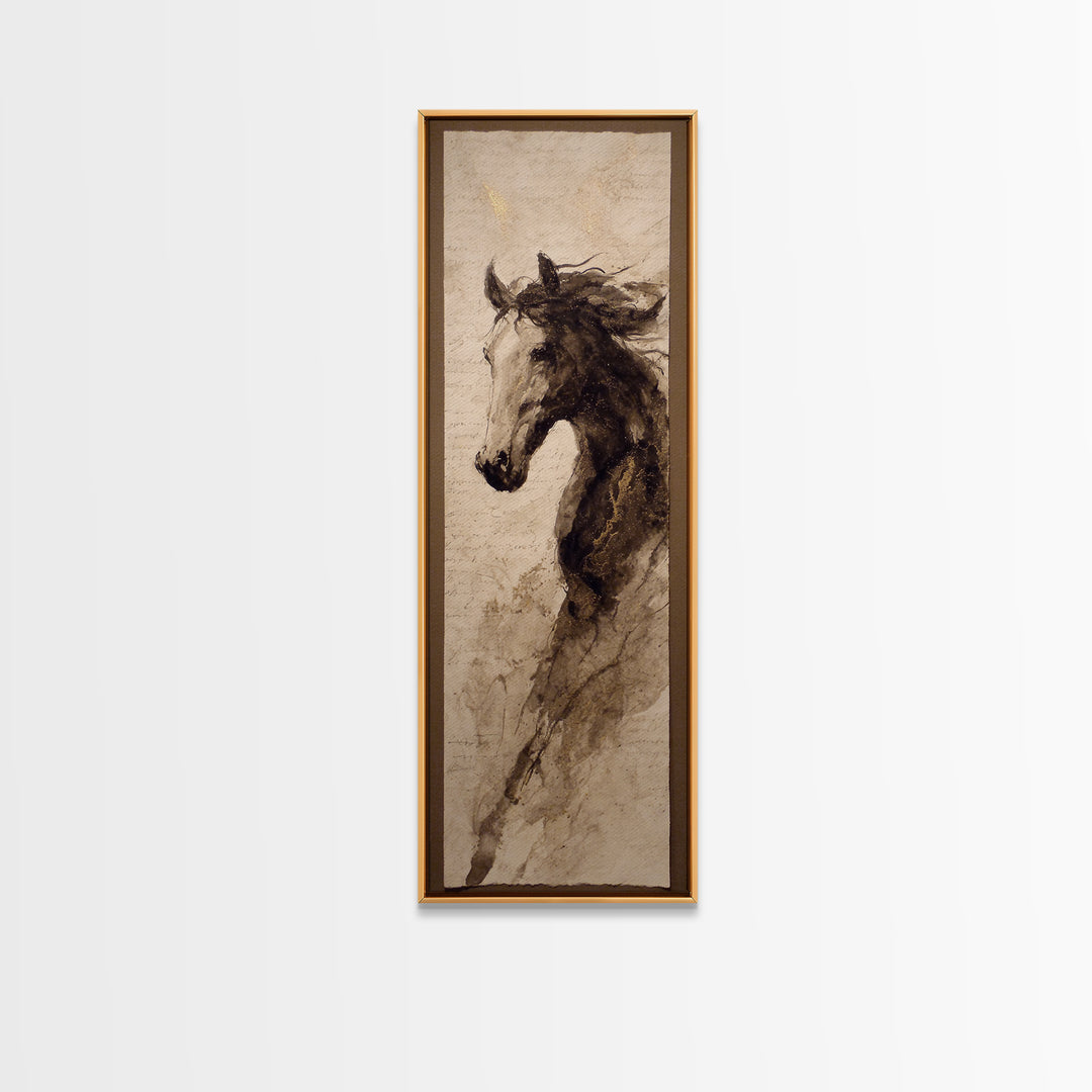 Calligraphic Horse Silhouette Made from One Line Canvas Print, Calligraphy Art, Art Print, Living Room Decor, Fine Art, Script, CAL-1x3-77