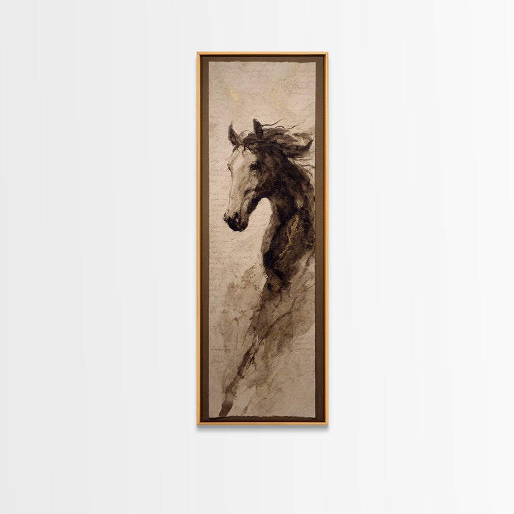 Calligraphic Horse Silhouette Made from One Line Canvas Print, Calligraphy Art, Art Print, Living Room Decor, Fine Art, Script, CAL-1x3-77