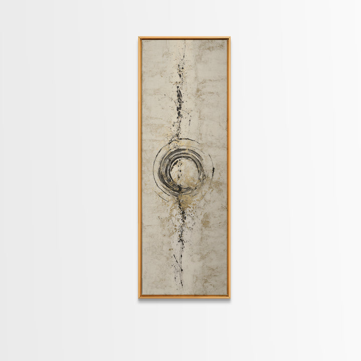 Japanese Brush Mark Circle Canvas Print, Calligraphy Art, Modern Wall Art, Living Room Decor, Script, Watercolor Print, CAL-1x3-88