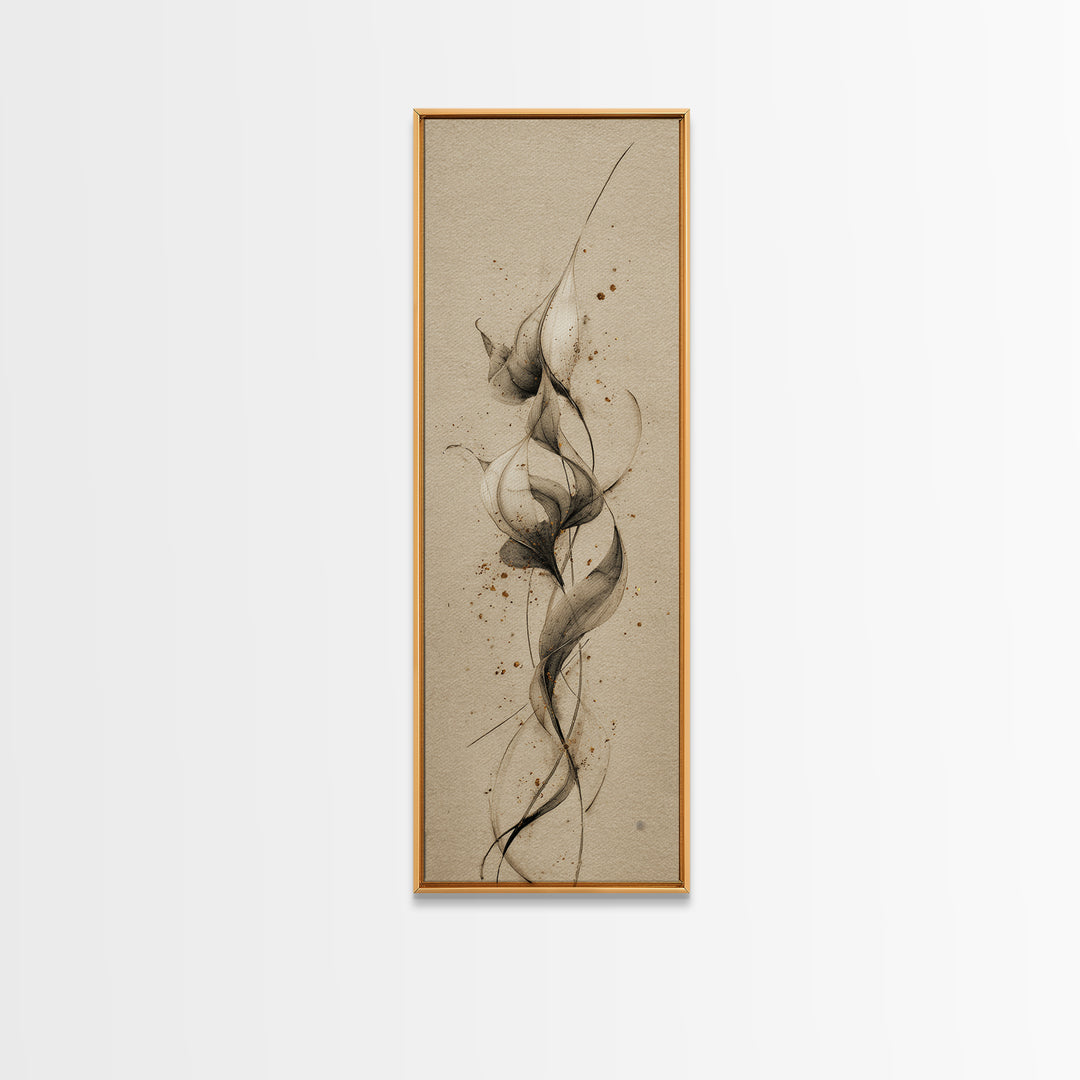 Single Elegant Flourish Shaped Like a Flower Canvas Print, Calligraphy Art, Watercolor Art, Living Room Decor, Script, CAL-1x3-89
