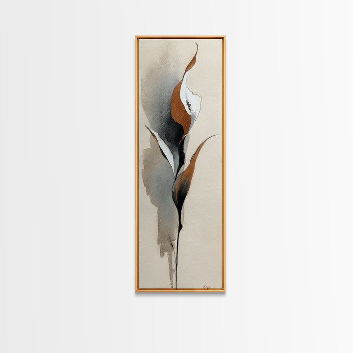 Floral Vine Created from Graceful Script Like Canvas Print, Calligraphy Art, Japanese Decor, Living Room Decor, Oil Painting, CAL-1x3-95