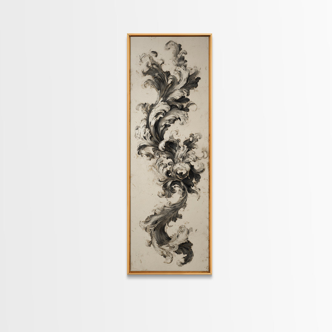 Baroque Scrollwork Made from Looping Pen Strokes Canvas Print, Calligraphy Art, Living Room Wall Art, Living Room Decor, Script, CAL-1x3-96