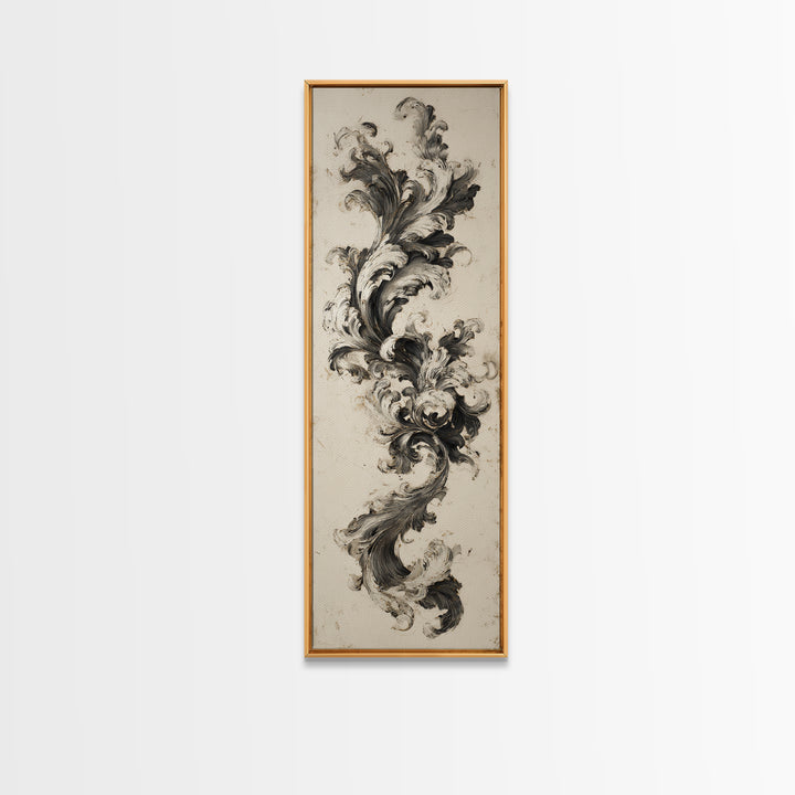 Baroque Scrollwork Made from Looping Pen Strokes Canvas Print, Calligraphy Art, Living Room Wall Art, Living Room Decor, Script, CAL-1x3-96